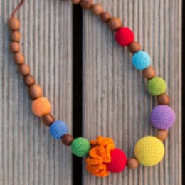Bright Rainbow Necklace, Apple Wood Kangaroocare