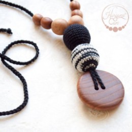 Collier portage et allaitement "Noir et zebra" Kangaroocare