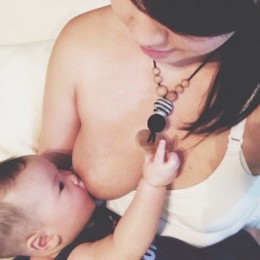 Best Babywearing Necklace in Black & Zebra, Oak Wood