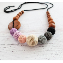 Purple & Black Gradient Necklace, Apple Wood Kangaroocare