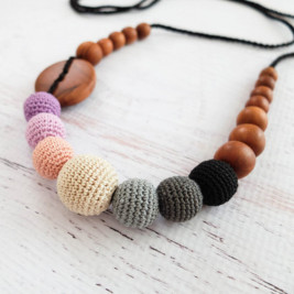 Purple & Black Gradient Necklace, Apple Wood Kangaroocare