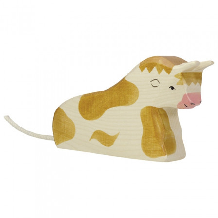 Taureau allongé marron par Holztiger Taureau allongé marron par Holztiger