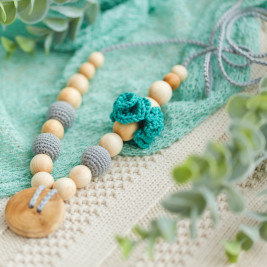 Collier portage et allaitement Physio gris azur +