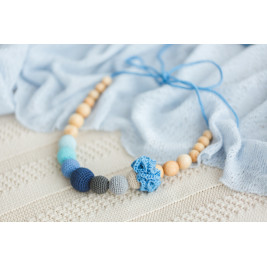 Necklace babywearing and breastfeeding bio Physio Gray, Azure and flower flat