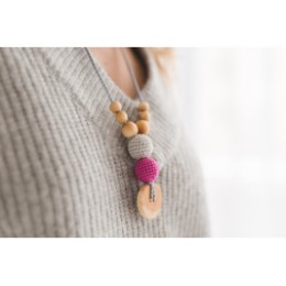 Collier portage et allaitement gris fuchsia + Kangaroocare