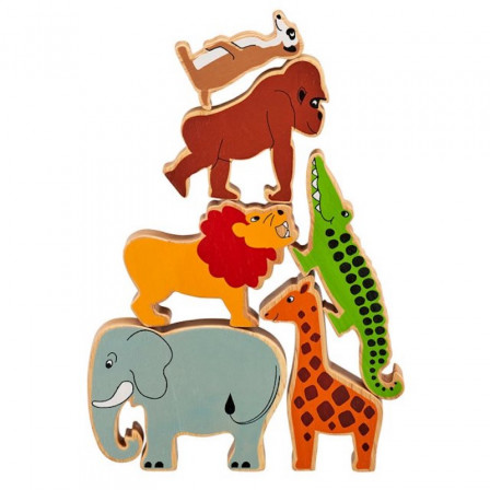 Bag, 6 jungle Animals assortment Lanka Kade wooden toys recycled