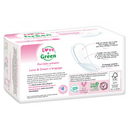 Love and Green Serviettes Incontinence Normal Hypoallergéniques x12