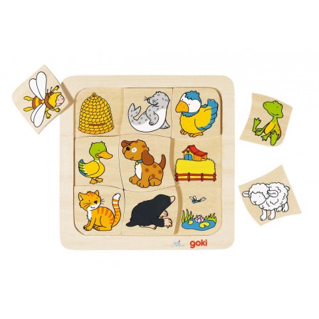 Puzzle en bois, Qui vit où? par Goki Puzzle en bois, Qui vit où? par Goki