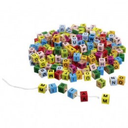 Goki Cubes de lettres colorés en bois à enfiler