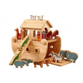 Petite arche de Noé bois naturel animaux peints - Lanka Kade