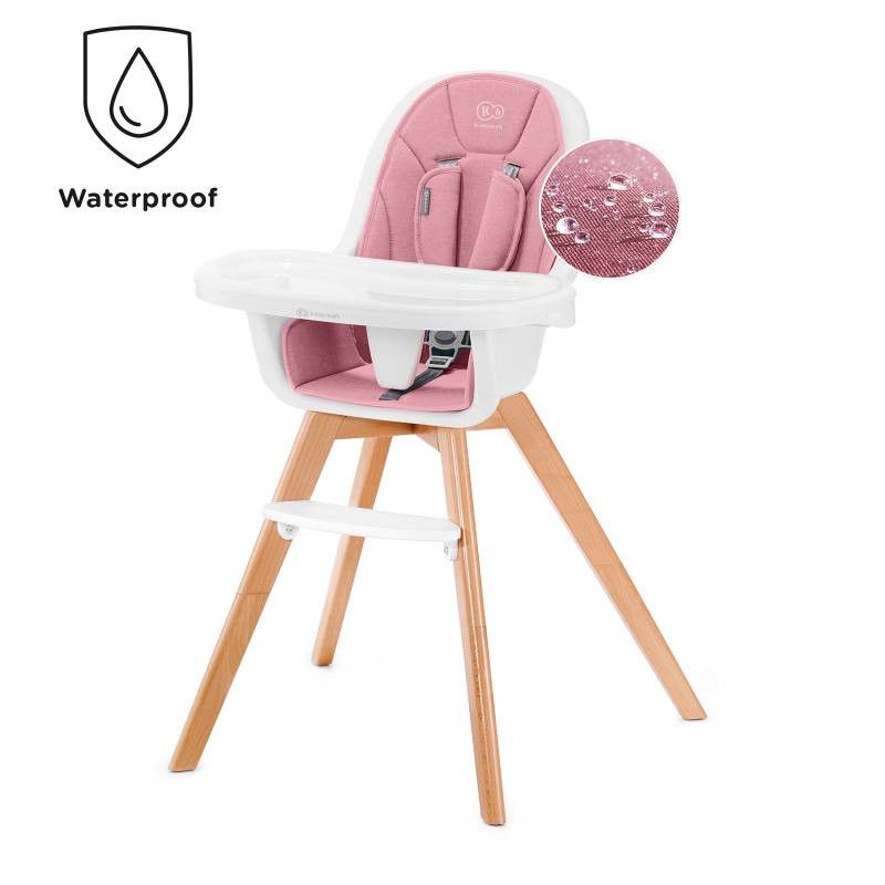 Kinderkraft Gray Finish High Chair 2 In 1 Beech Wood Kinderkraft Tixi Pink