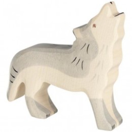 Loup hurlant en bois Holztiger