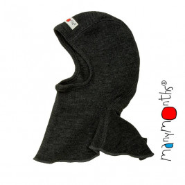 Manymonths Foggy Black - Hooded baby pure merino wool