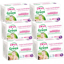 Love and Green Pack 6x42 Couches jetables taille 4+ (9 à 20 kg)