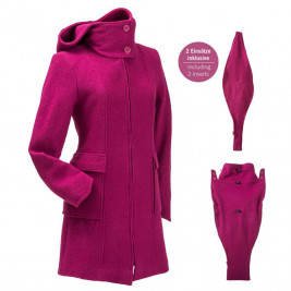 Manteau de grossesse et portage Mamalila en laine Fuchsia