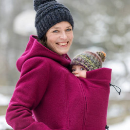 Manteau de grossesse et portage Mamalila en laine Fuchsia