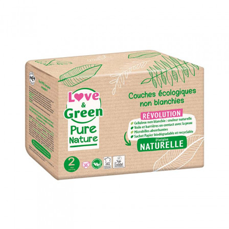 Pure Nature Couches certifiées Ecolabel et hypoallergéniques T2 x 35 Pure Nature Couches certifiées Ecolabel et hypoallergéniques T2 x 35