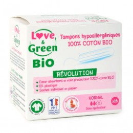 Love & Green BIO Tampons digitaux « Normal » Hypoallergéniques X 16