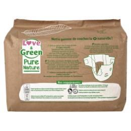 Love and Green, Pure Nature, Taille 2, couches hypoallergéniques x 35