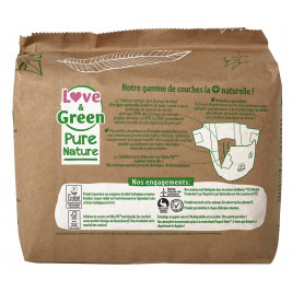 Love and Green, Pure Nature, Size 1, hypoallergenic diapers x 32