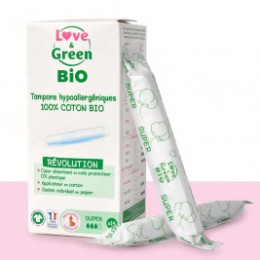 Love & Green BIO Tampons avec applicateur « Super » Hypoallergéniques X 14