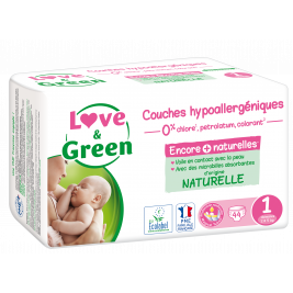 Love and Green Pack 6x23 Couches jetables taille 1 (2 à 5 kg)