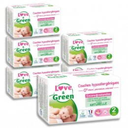 Love and Green Pack 6x44 Couches jetables taille 2 (3 à 6 kg)